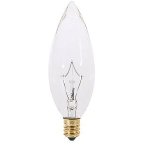 (25 Pack) Satco S3282 Torpedo Incandescent Light Bulb, 25 Watt, Clear